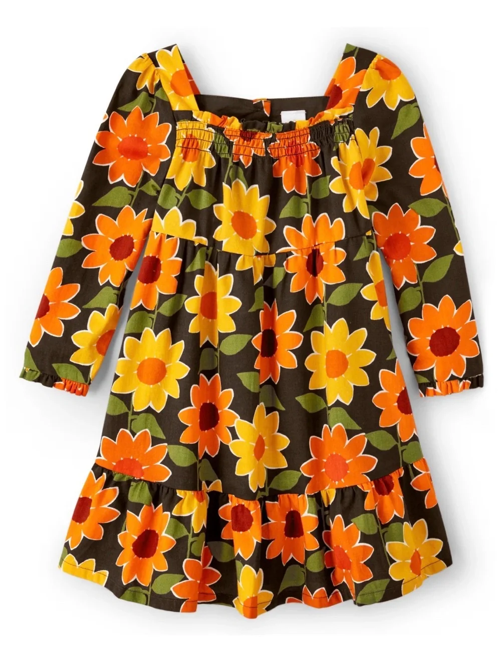 Gymboree Sunflower ruffle dress Harvest Brown 100% Cottton size 12